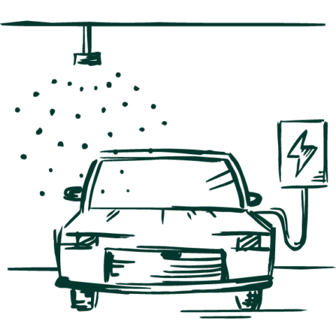 Tiefgarage mit Waschanlage und E-Ladestation im Posthotel in Schruns