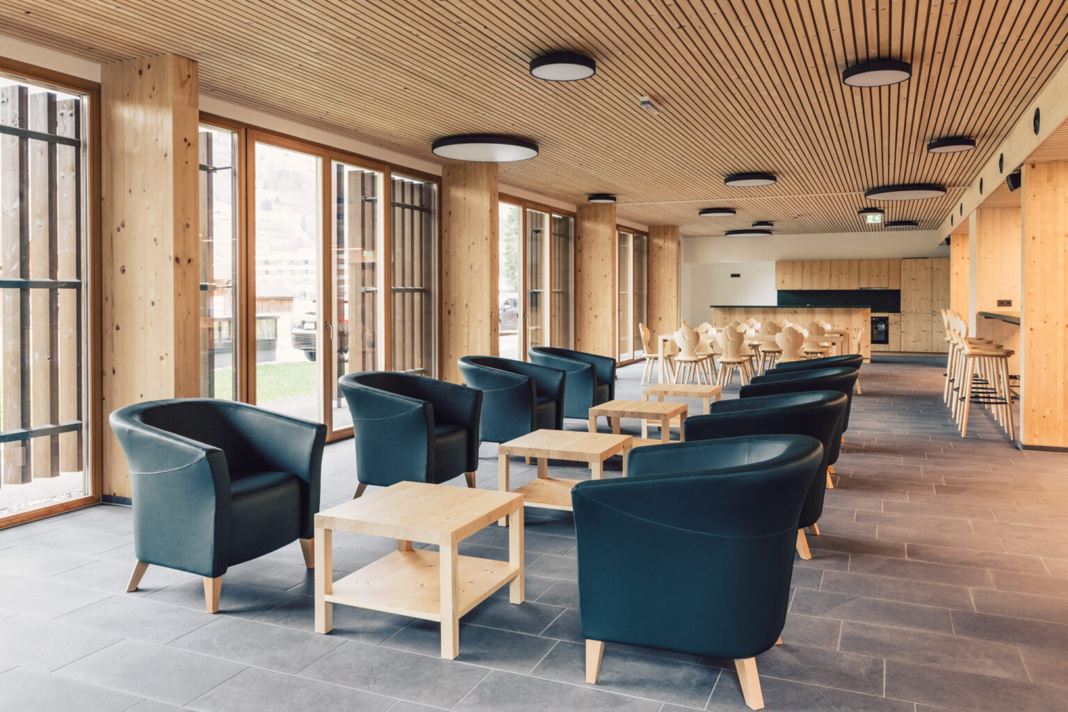 Gemeinschaftsraum in den Team Chalets im Posthotel Taube in Schruns